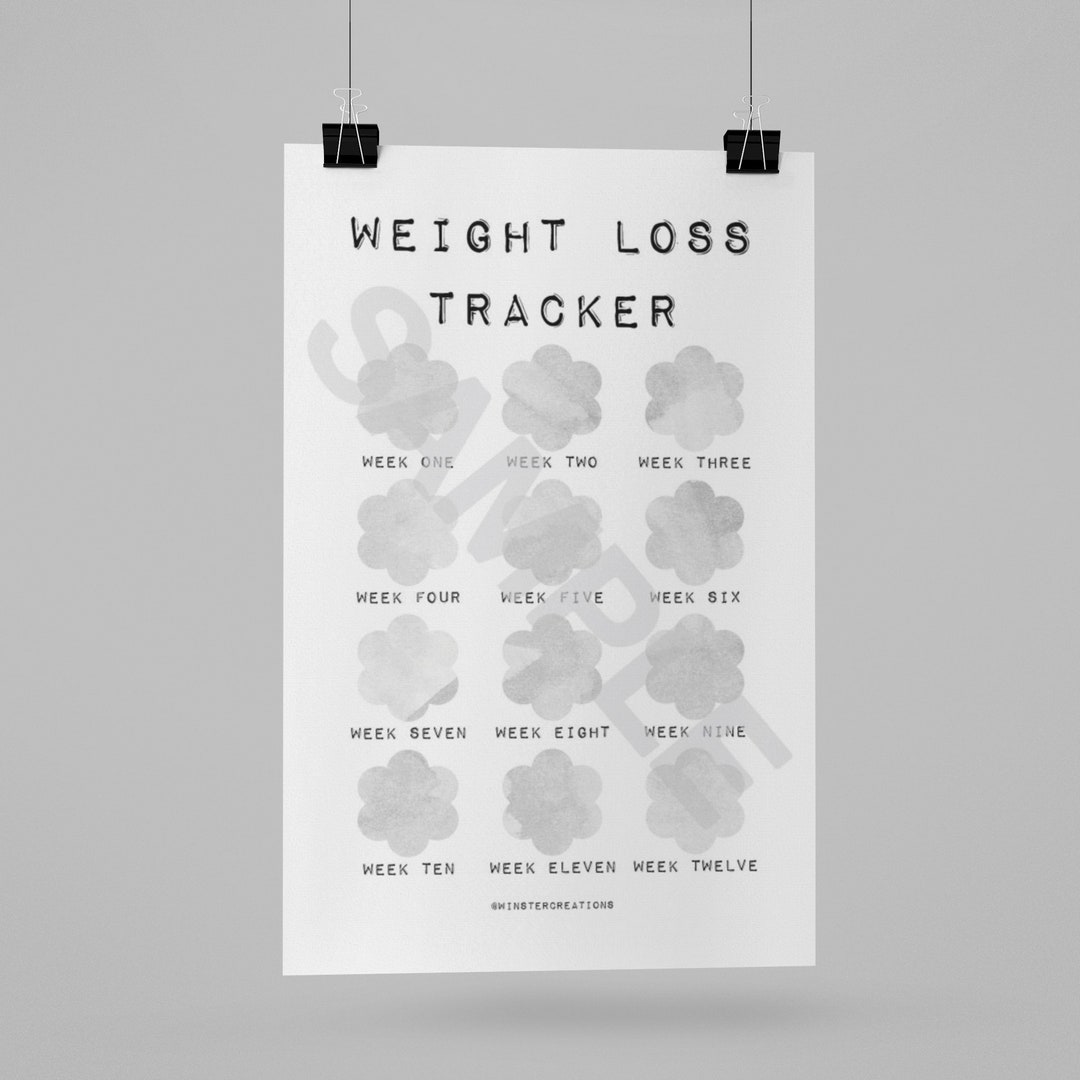 Grey Watercolour 12 Week Weight Loss Tracker | Weight Loss Chart ...