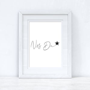 Nos Da / Good Night Home Welsh Decor Wall Decor Print