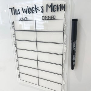 Planner alimentare giornaliero di questa settimana, cartello A4 in acrilico trasparente, cancellabile con pennarello cancellabile a secco