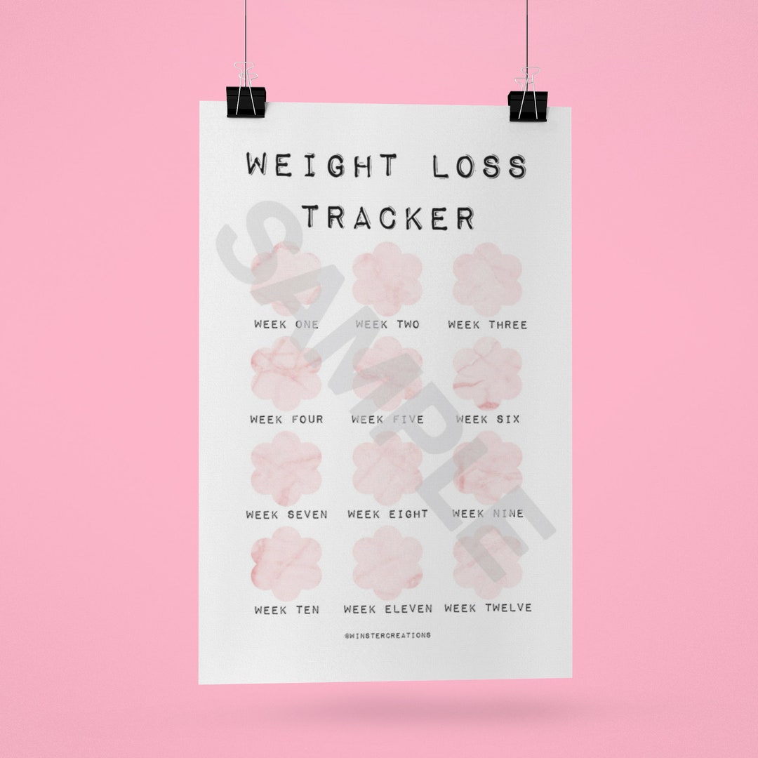 Pink Marble 12 Week Weight Loss Tracker | Weight Loss Chart | Digital ...