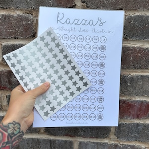 Gepersonaliseerde naam hart gewichtsverlies grafiek tracker print - gedrukt - gelamineerd met stickers OF digitale kopie
