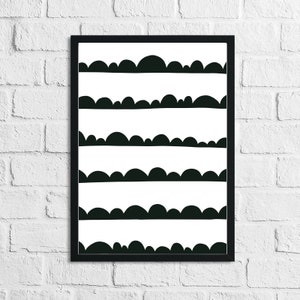 Scandinavian Cloud Lines Pattern Childs Nursery Bedroom Home Decor Wall Art Print