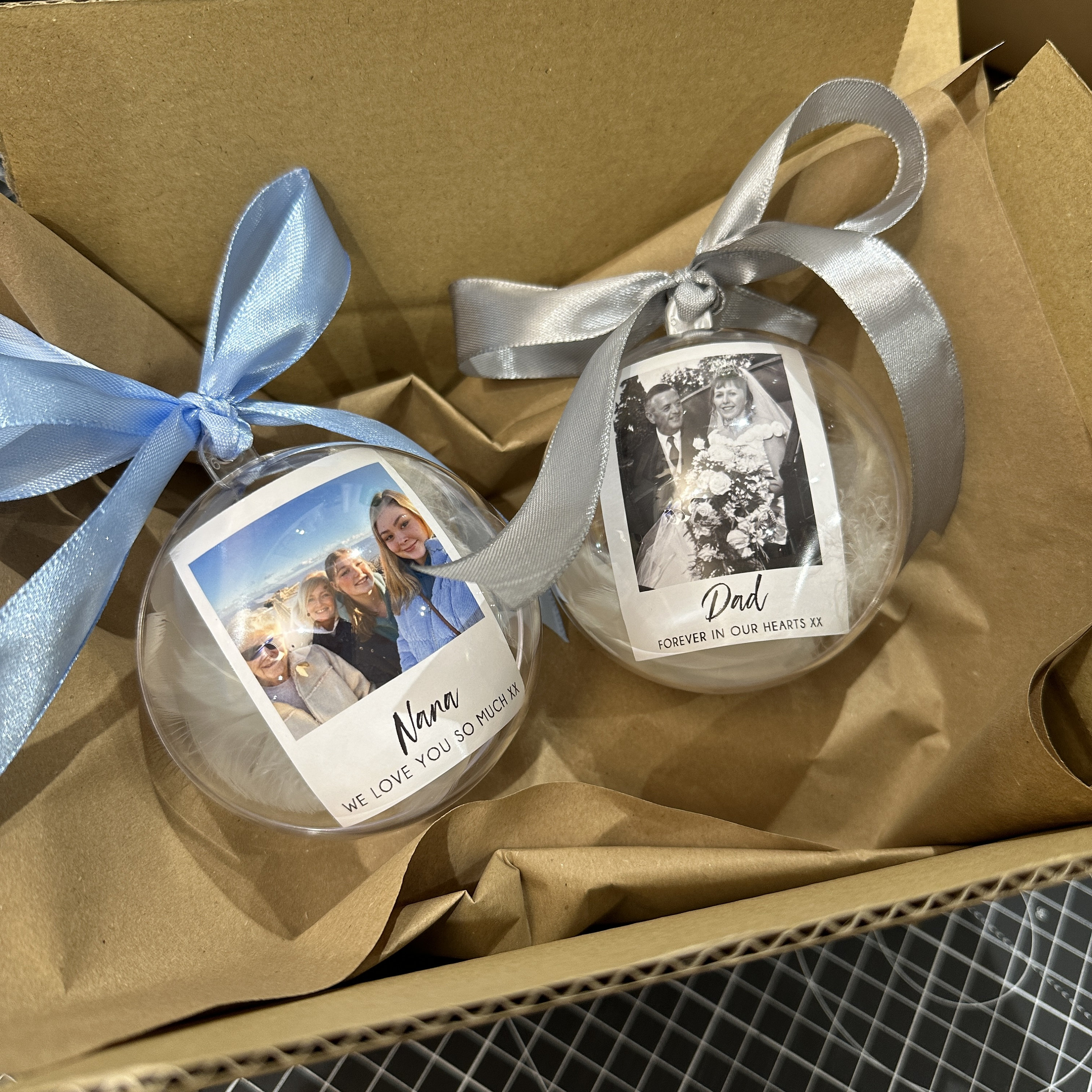 Personalised Photo Memorial Memory Christmas Feather Bauble - Special Memory Bauble - Photo Bauble - Decoration Bauble