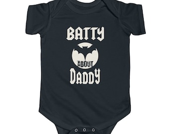 Batty About Daddy | Goth Baby Clothes | Metal Baby Clothes | Spooky Black Bodysuit