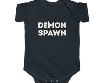 Demon Spawn | Gothic Baby Bat Clothes | Alternative Baby Clothing | Goth Baby Clothes | Cool Metal Baby Clothes | Spooky Black Bodysuit