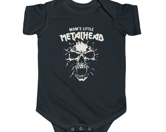 Mom's Little Metalhead | Rock Heavy Metal Baby Bodysuit | Black Alternative Halloween Rocker Baby | Spooky Baby Clothes