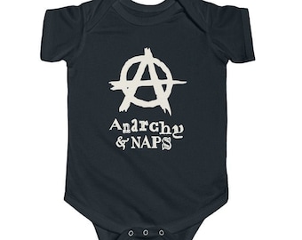 Punk Rocker Baby Bodysuit | Anarchy And Naps | Rock Toddler Clothes | Gothic Black One Piece Bodysuit