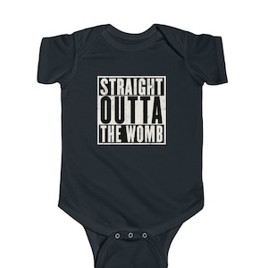 Straight Outta The Womb | Funny Punk Rock Baby Bodysuit | Black Alternative Rocker Baby Clothes