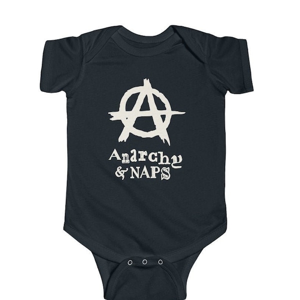 Punk Rocker Baby Bodysuit | Anarchy And Naps | Rock Toddler Clothes | Gothic Black One Piece Bodysuit