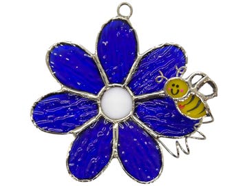 Cubierta de vidrio conmutable - Flor azul con abeja