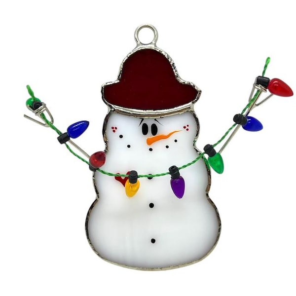 Switchables Glass Cover- Snowman Red Hat with Lights