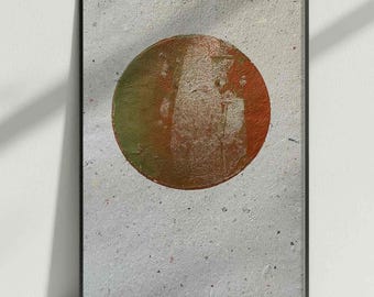 Serigrafía única LAVA, impresa a mano en papel hecho a mano, imagen de arte moderno, hermosa y llamativa, arte reciclado, idea de regalo