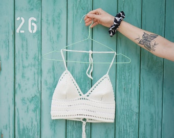 Top sin espalda ANGIE, top de verano de crochet de algodón con un bonito estampado, varios colores, top boho, hecho a medida, idea de regalo