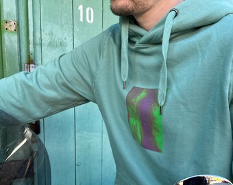 Sudadera con capucha sostenible con estampado minimalista, jersey UNO en varios colores, producción ética, unisex, una gran idea para regalar.