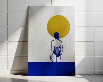 Impresión de arte moderno, mini póster MARE, impreso a mano en papel hecho a mano, impresión única, llamativa, edición limitada