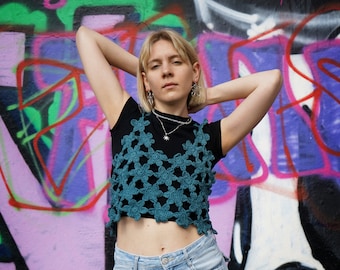 Top de ganchillo FLORA, top de ganchillo de algodón, top de malla ligero y aireado, top de festival producido de forma sostenible en Berlín, idea de regalo