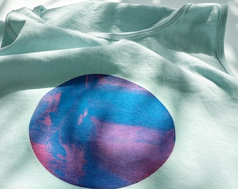 Camiseta sin mangas con estampado minimalista, camiseta de tirantes estampada a mano SUNNY, corte holgado, producción sostenible y justa, idea de regalo