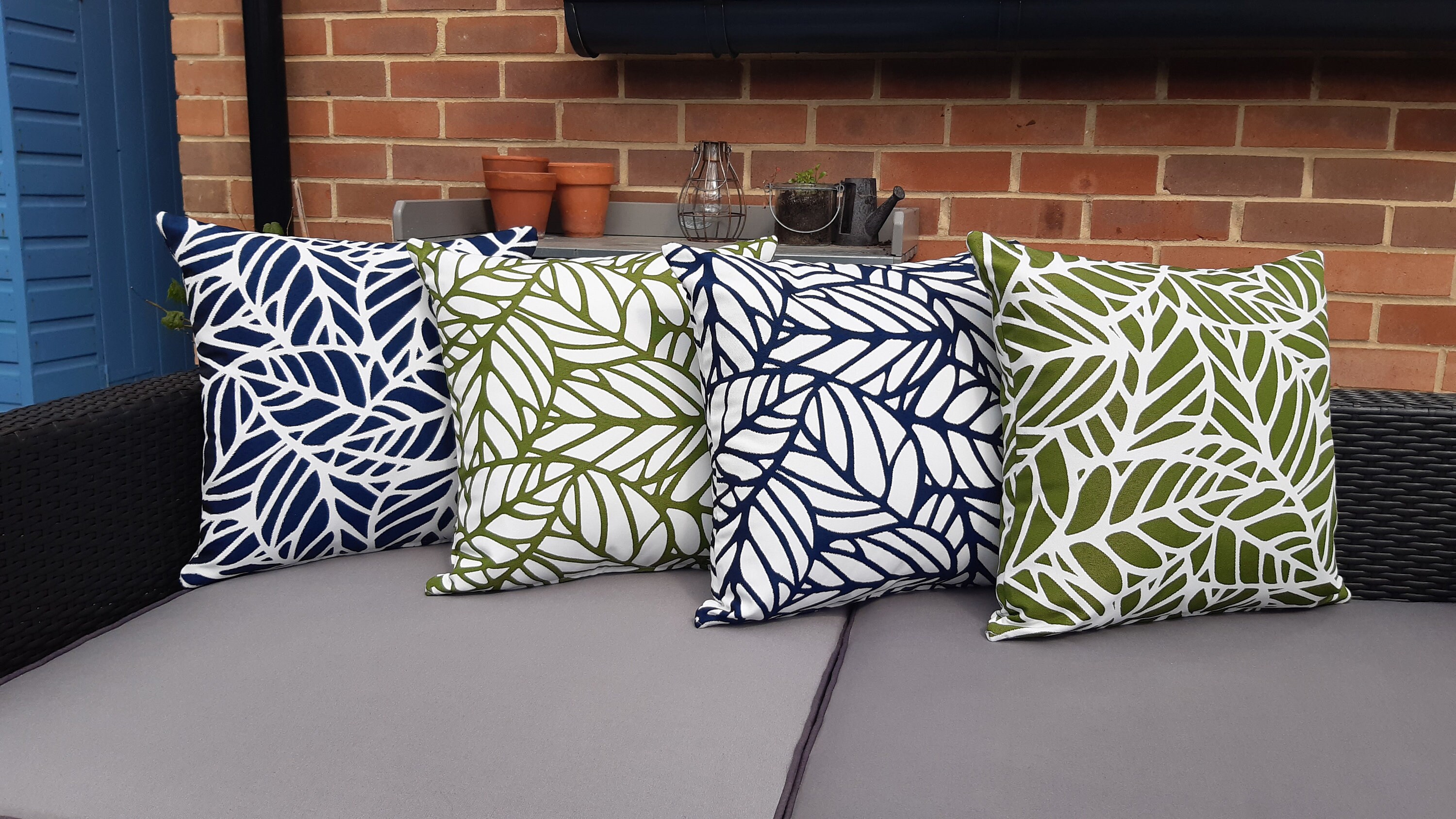 Premium Handmade Outdoor Garden Cushion green leaf weather Etsy.de