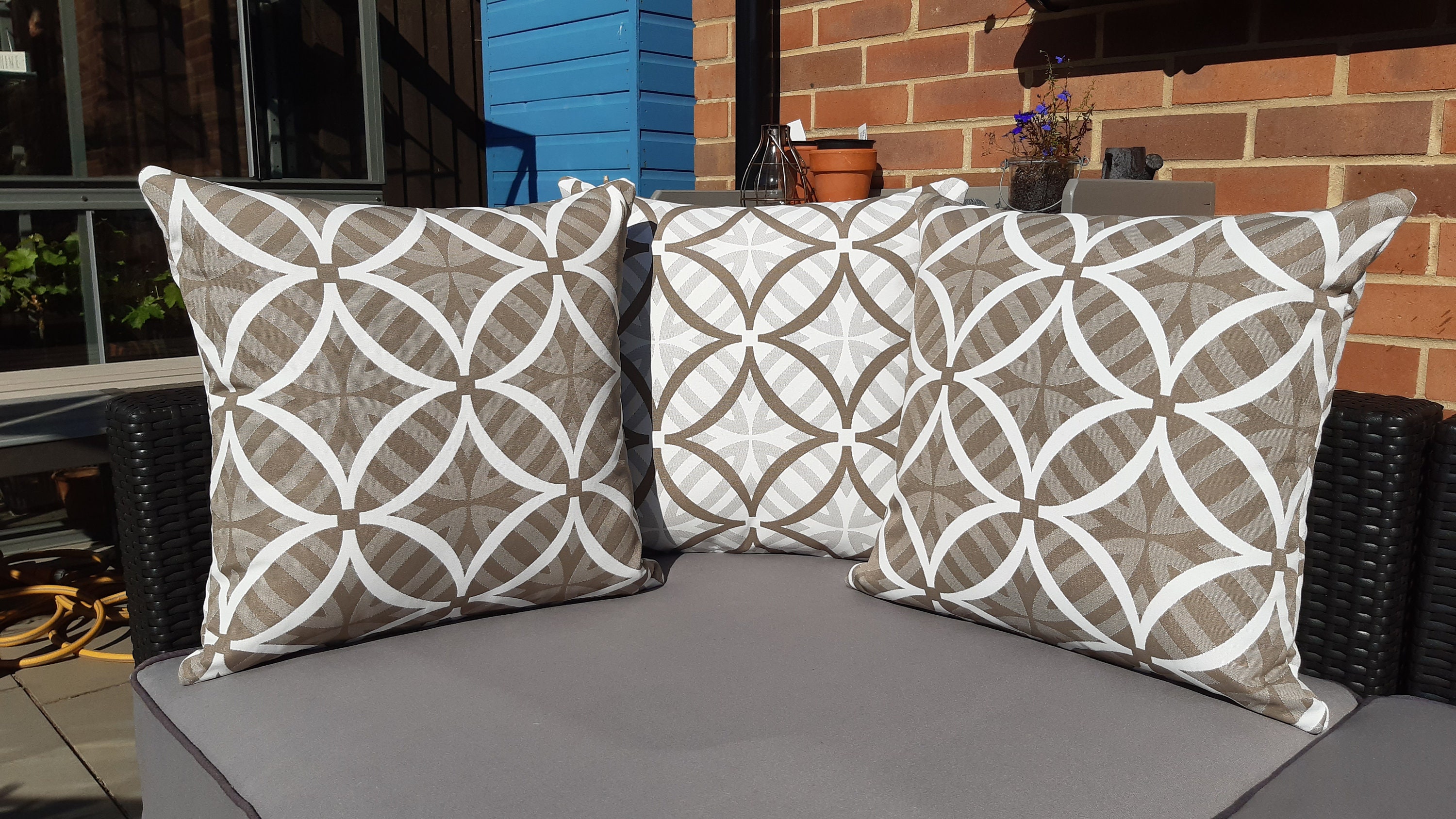 Premium Handmade Outdoor Garden Cushion stone geometric print Etsy