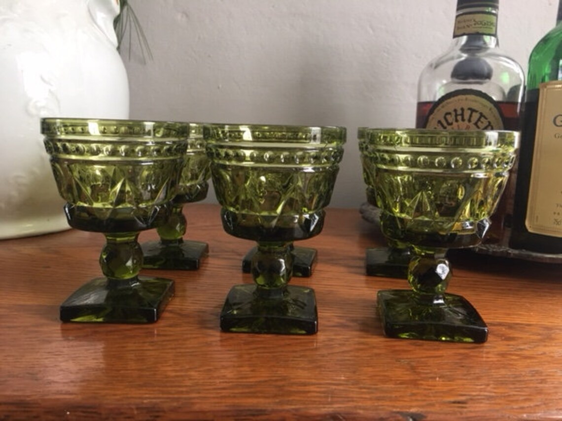 Park Lane Green Sherbet/Champagne Goblets by Colony Set of 6 Etsy