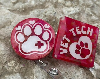 Vet Tech Vetrinarian Medicine Badge Reel ID Holder