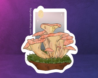 Oyster Mushroom Foraging Vinyl Sticker (Waterproof)