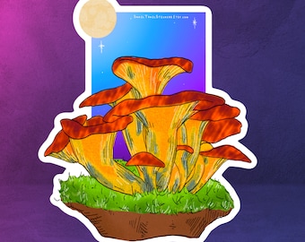 Oyster Mushroom Foraging Vinyl Sticker (Waterproof)