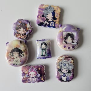 Skullpanda Inspired Resin Charms – Purple Gold Kawaii Flatback Cabochons for DIY Crafting