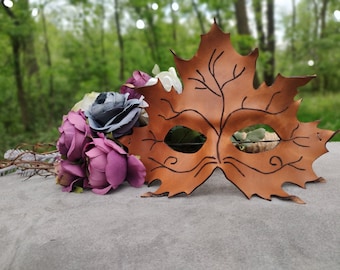 Leaf Druid Mask Guardian Leather Mask Victorian Costume Halloween Elven Cosplay Forest Woodland Fairy