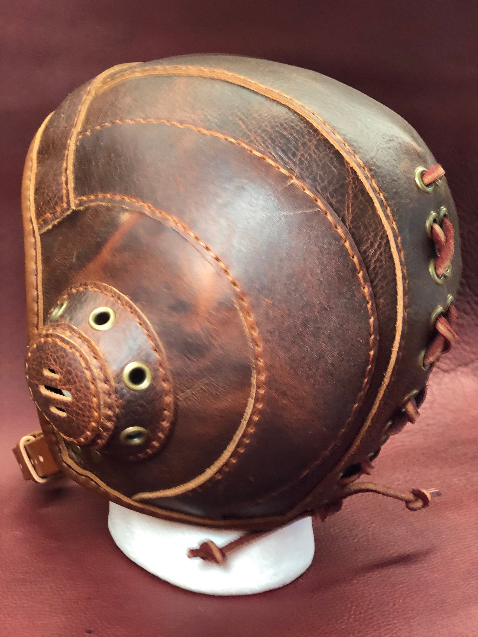 Handmade Leather Aviator Cap: Steampunk Victorian Costume, Adjustable ...
