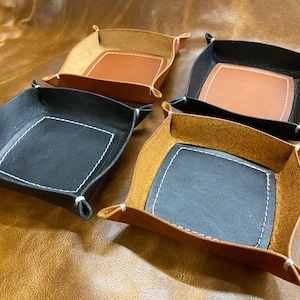 Handmade Full Grain Leather Valet Tray: Key & Ring Holder
