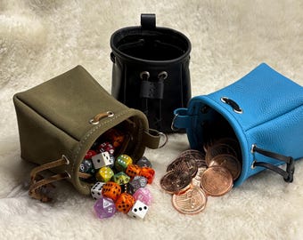 Leather Dice Bag, Coin  Pouch, D&D, Dungeons and Dragons, Drawstring Handmade Pouch, Medieval Renaissance Pouch