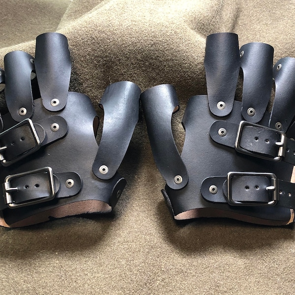 Steampunk Gloves Adjustable Articulating Leather Gloves Victorian Costume Halloween Post Apocalyptic Cosplay Hand Armor Guards LARP