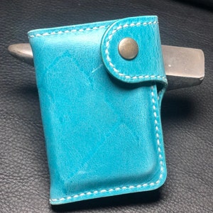 Cartera motera de cuero, Cartera estilo motero, Cartera de cuero para mujer, Cartera de cuero para hombre, Cartera para tarjetas de mujer, Cartera con cierre a presión, Regalo para mujer
