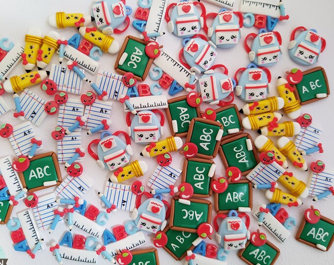 polymer clay bow Embellishment School supplies collection Clay center Cabochon bow centers