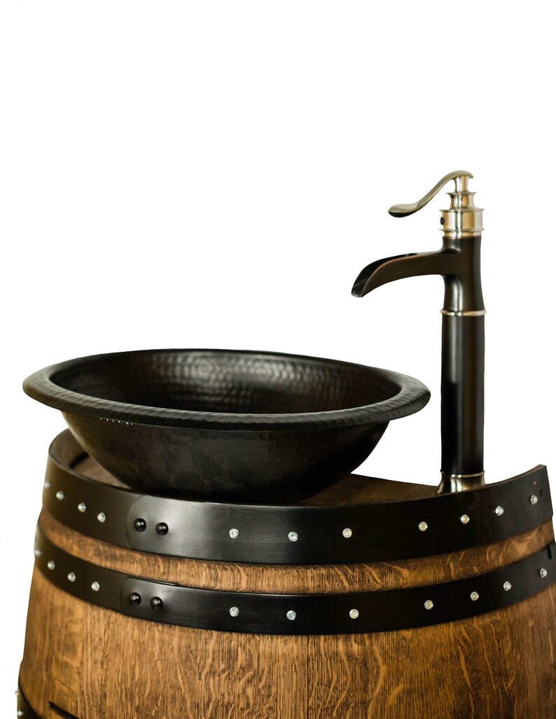 Rustic Half Wine Barrel Bathroom Sink Vanity With Hammered Etsy