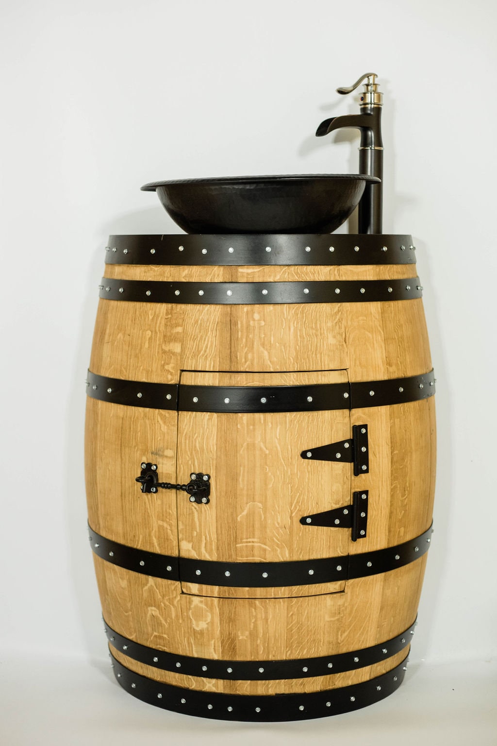 Rustic Half Wine Barrel Bathroom Sink Vanity With Hammered Etsy