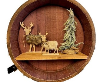 Barrel End Shelf with Deer Set