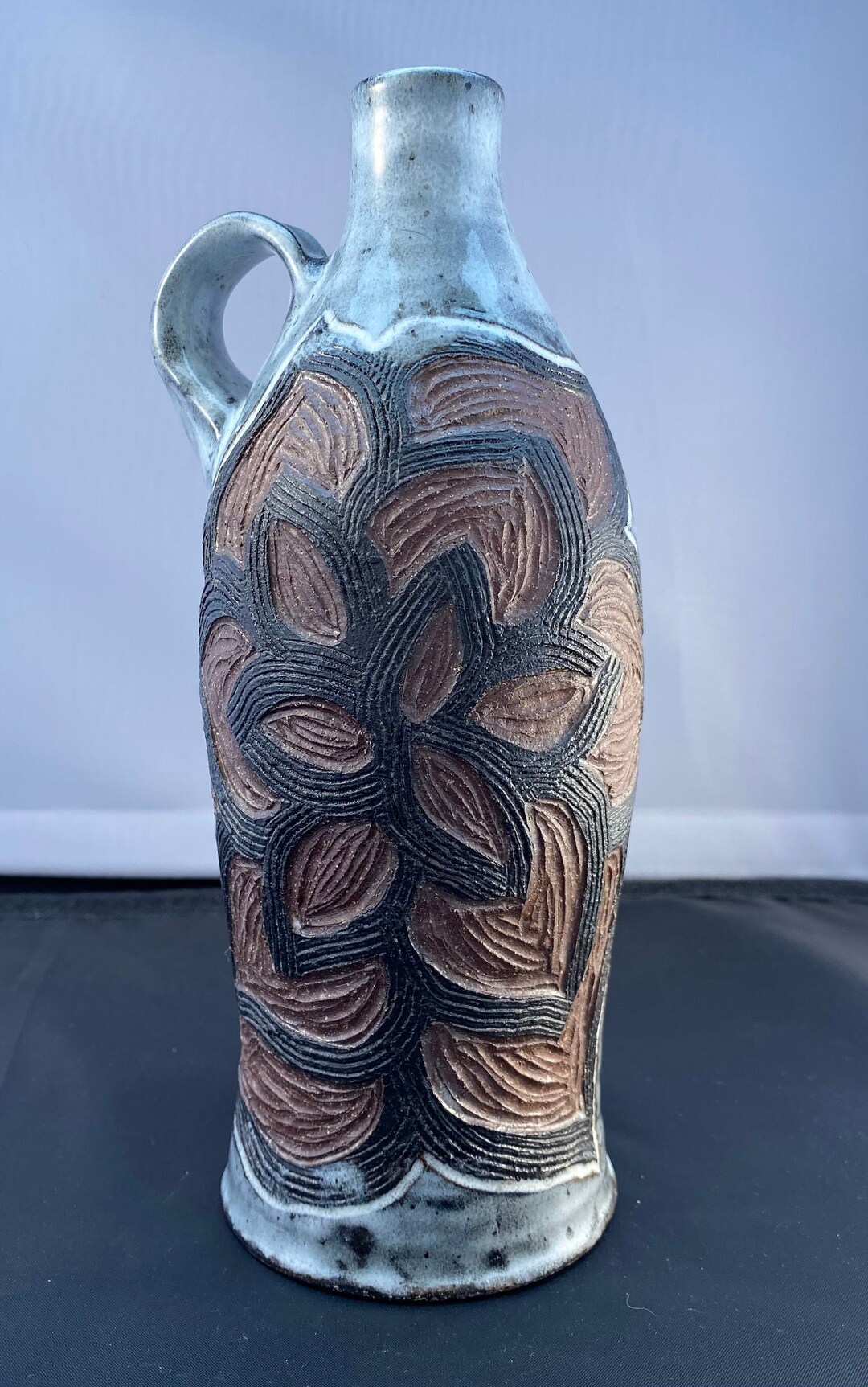 Wheel Thrown, Hand Carved Pottery Bottle - Etsy