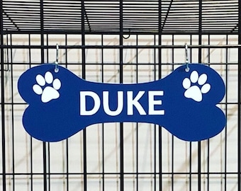 Image showcasing Kennel Crate Pet Tag Identification Dog Bone Name Plate - Etsy