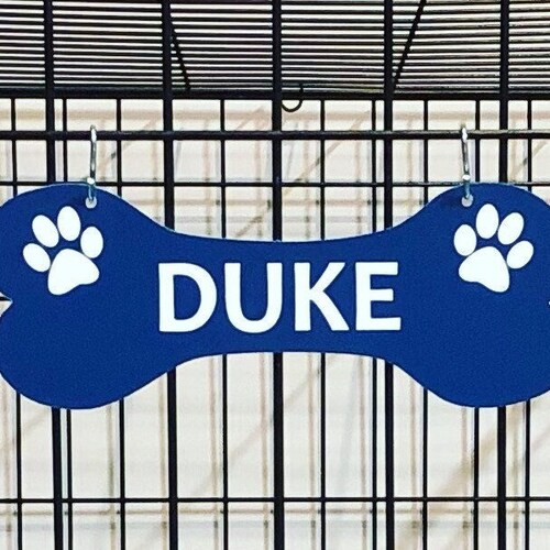 Kennel Crate Pet Tag Identification Dog Bone Name Plate Etsy