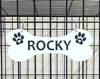 Paws with HEARTS - Dog Bone Name Plate Kennel Crate Pet Tag
