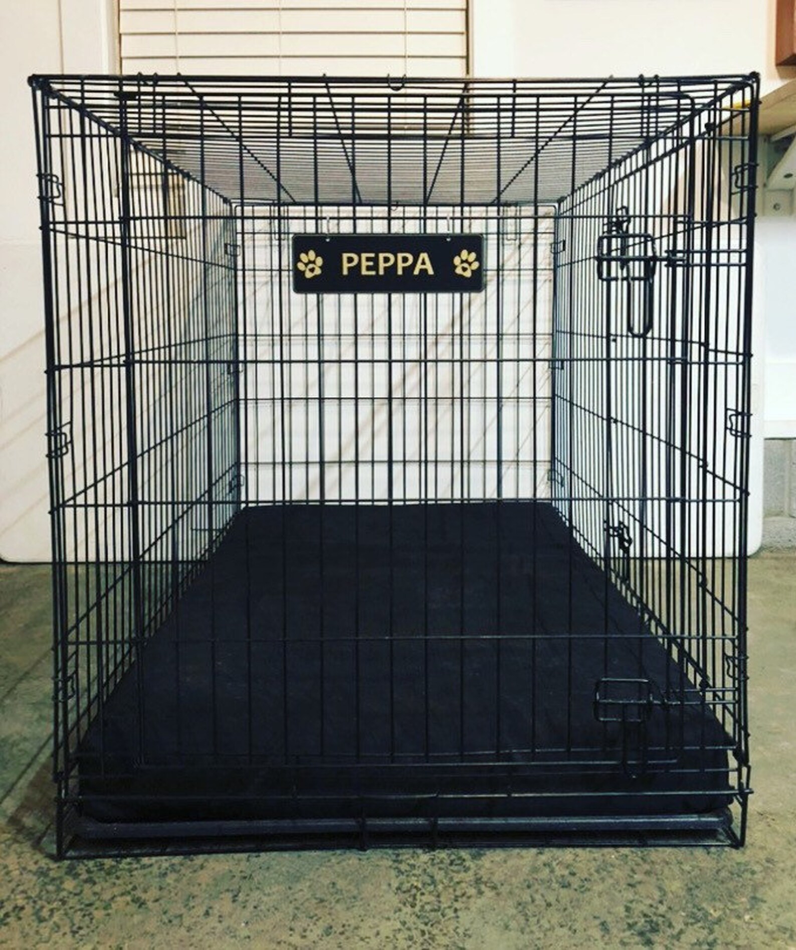 Kennel Dog Crate Name Plate Paws With HEARTS Pet Tag Doghouse Etsy