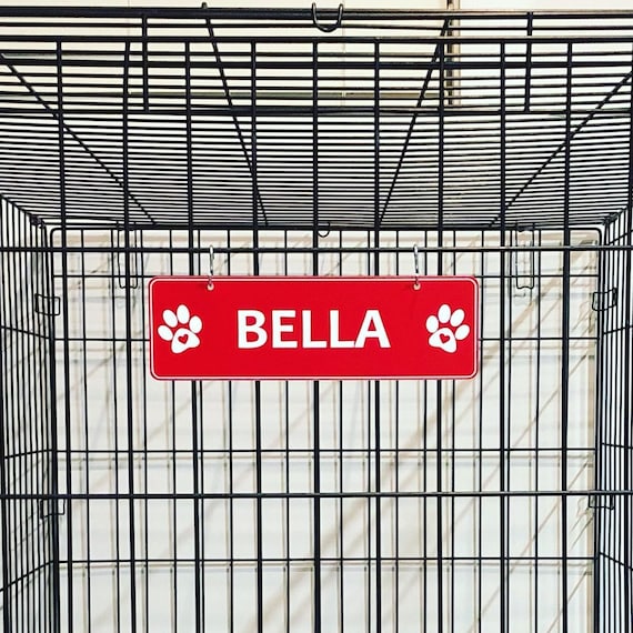 Dog Crate Kennel Name Plate Paws With HEARTS Pet Tag Doghouse Etsy