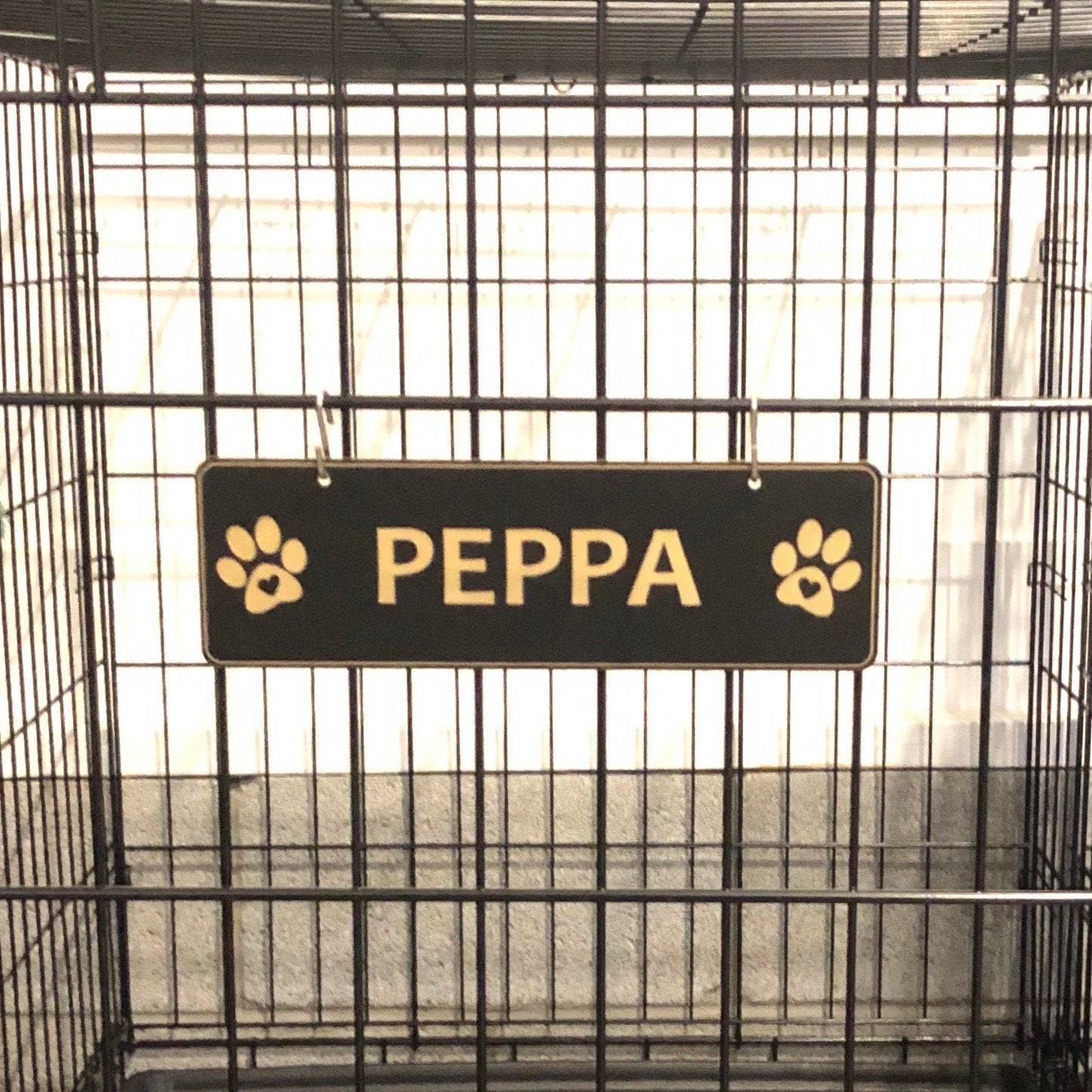 Kennel Dog Crate Name Plate Paws with HEARTS Pet Tag Doghouse Sign
