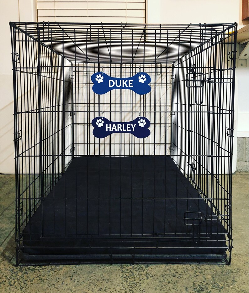 Kennel Crate Pet Tag Identification Dog Bone Name Plate Etsy
