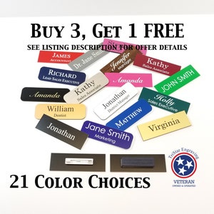 Name Tag Name Badge Employee Custom Personalized 1&quot; x 3&quot; Engraved Name Tag