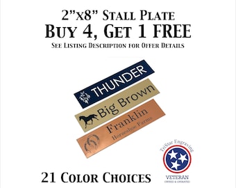 Horse Stall Name Plate Custom Laser Engraved Personalized Stable Plate 2"x8" - Plate Holder Not Included