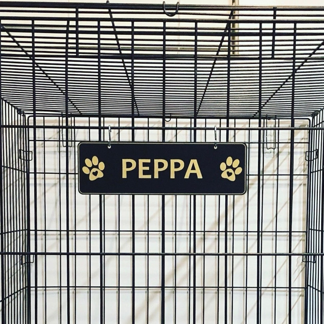 Curated visual reference: Fresh Look at Kennel Dog Crate Name Plate Paws With Hearts Pet Tag