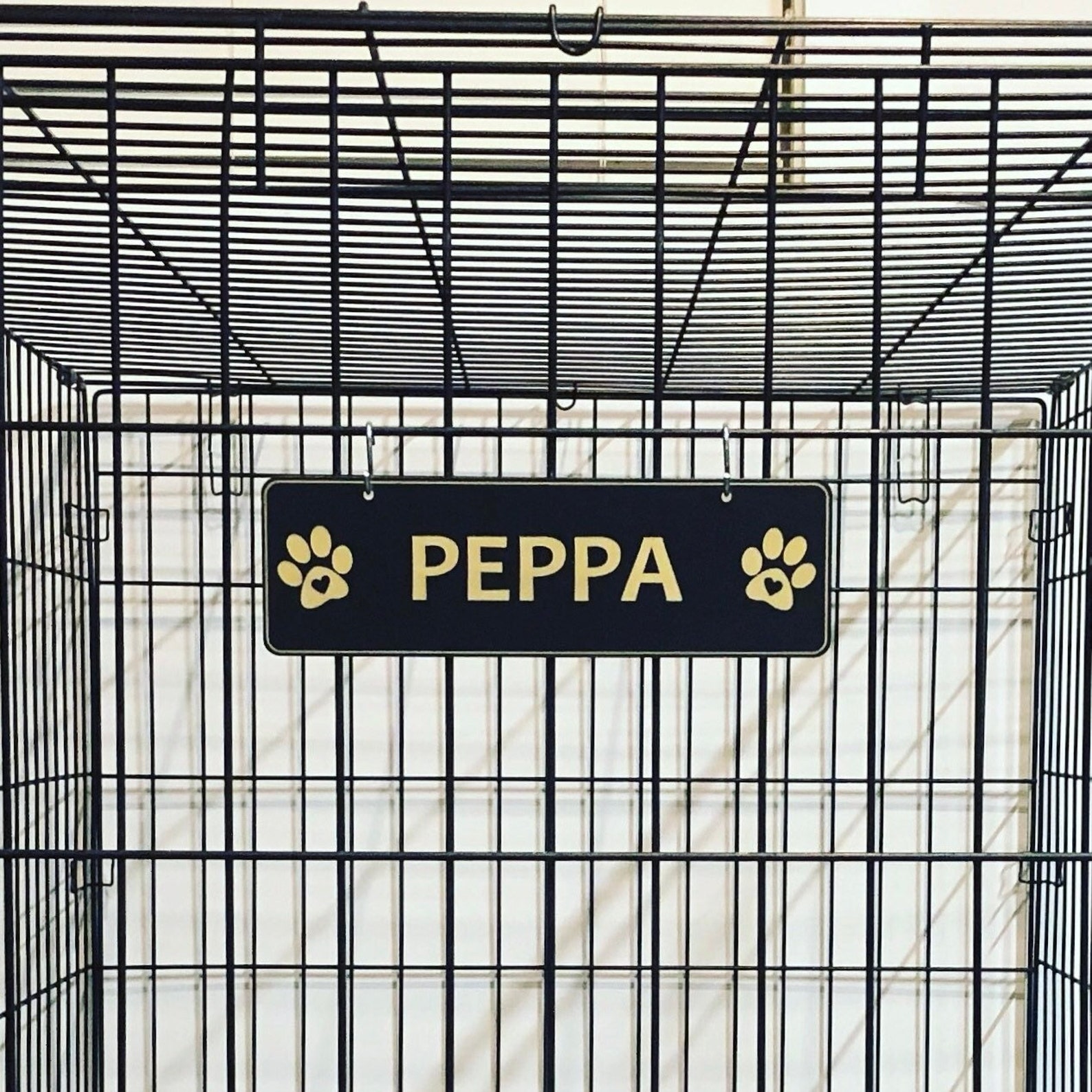 Picture of Kennel Dog Crate Name Plate Paws With HEARTS Pet Tag Doghouse - Etsy